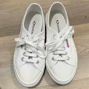 Superga Classic White Lace-Up Sneakers